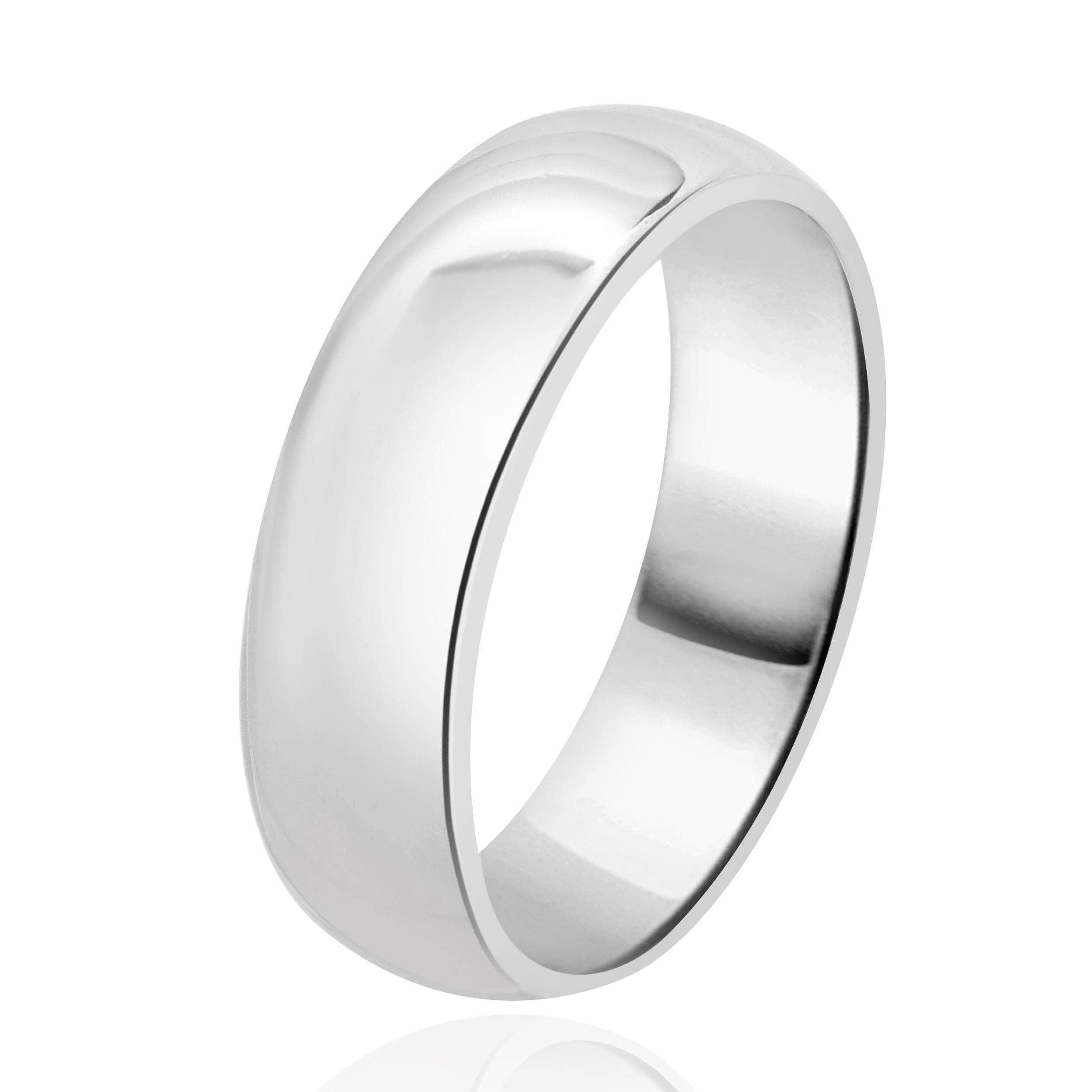 Women's 14 Karat White Gold 6MM Comfort Fit Band For Sale