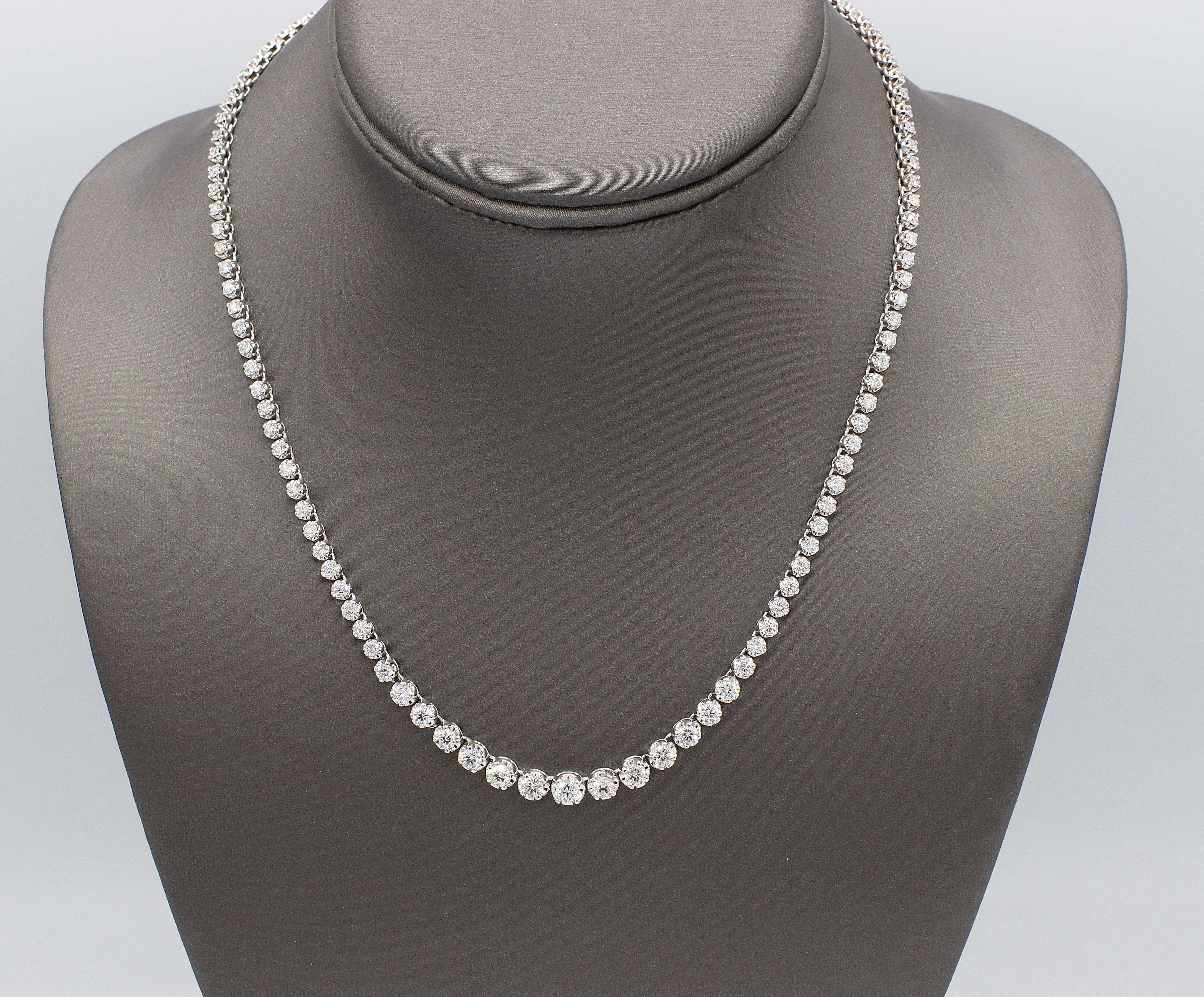 diamour 7 ct. t.w. diamond riviera necklace in 14k white gold h-i