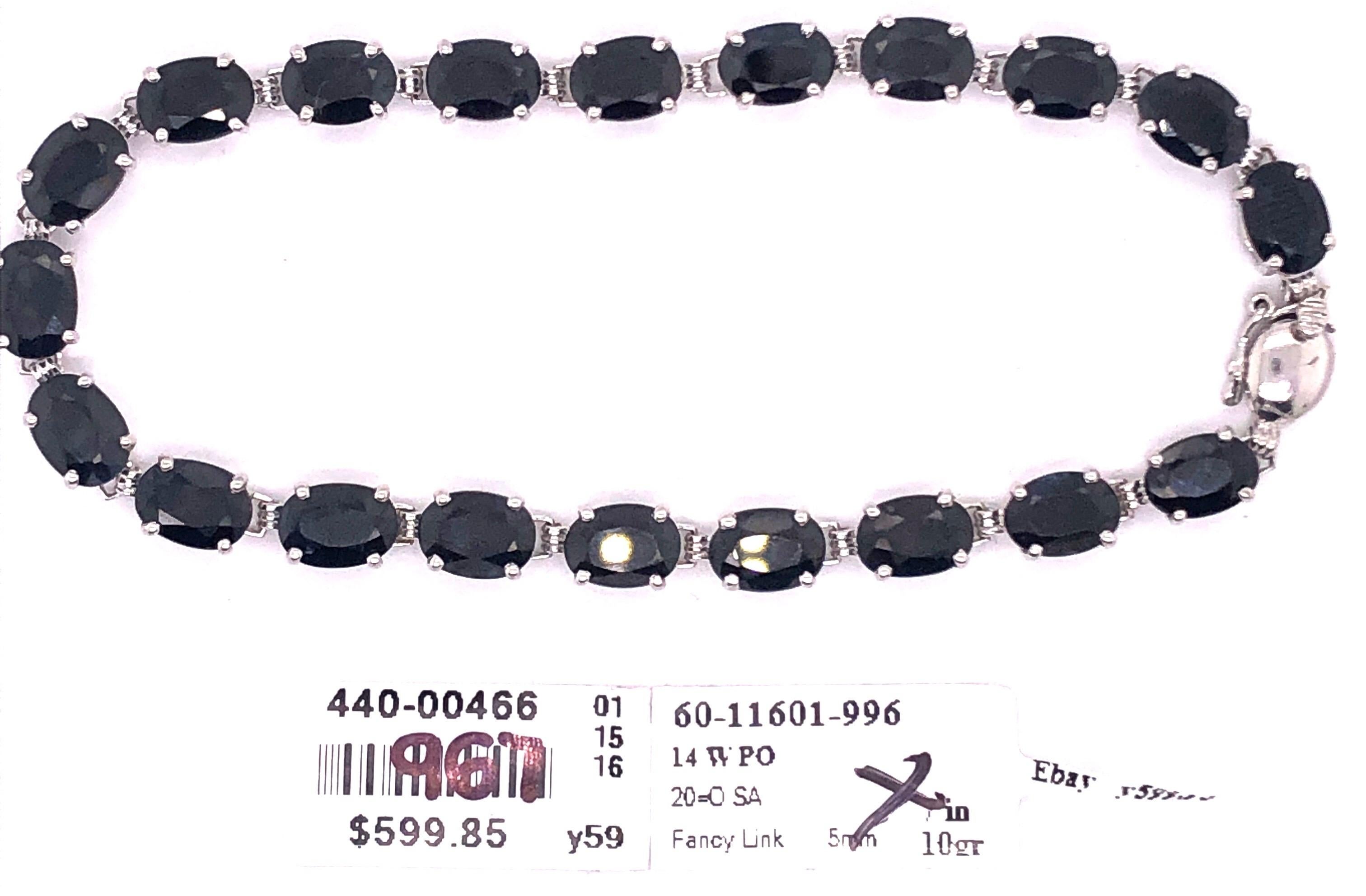 14 Karat White Gold Fancy Link Sapphire Bracelet 2