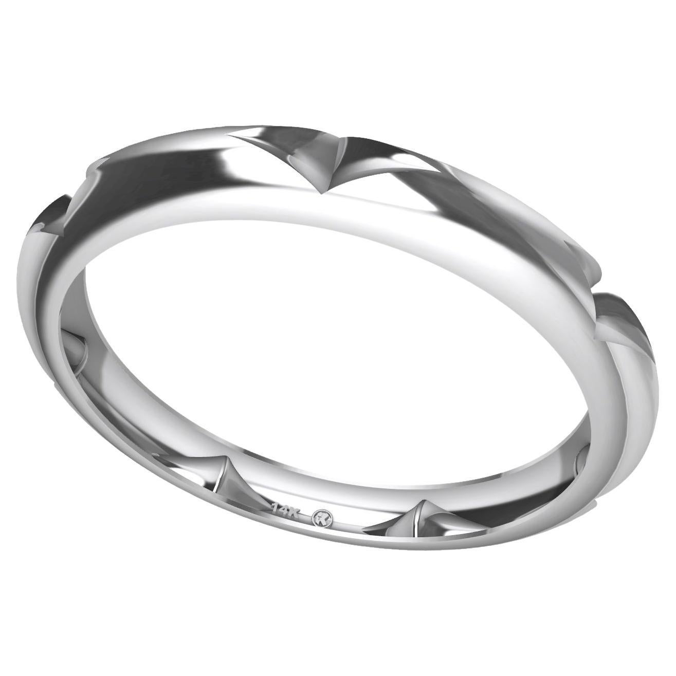 14 Karat White Gold 7 Rhombus Bangle Bracelet