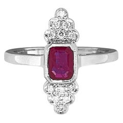 14 Karat White Gold .72 Carat Ruby and Diamond Ring 14 Karat White Gold .72 Carat Ruby and Diamond Ring