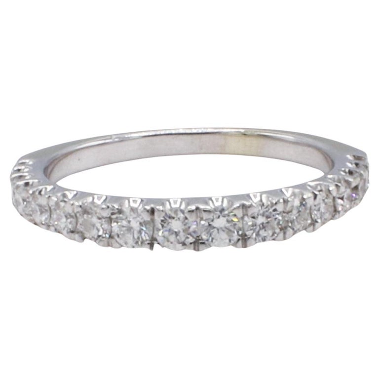 14 Karat White Gold .75 Carat Diamond Half Round Wedding Band Ring For ...