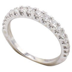 14 Karat White Gold .75 Carat Diamond Half Round Wedding Band Ring 
