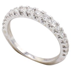 14 Karat White Gold .75 Carat Diamond Half Round Wedding Band Ring