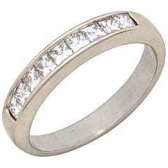 14 Karat White Gold .75 Carat Princess Cut Channel Set Diamond Wedding Band Ring
