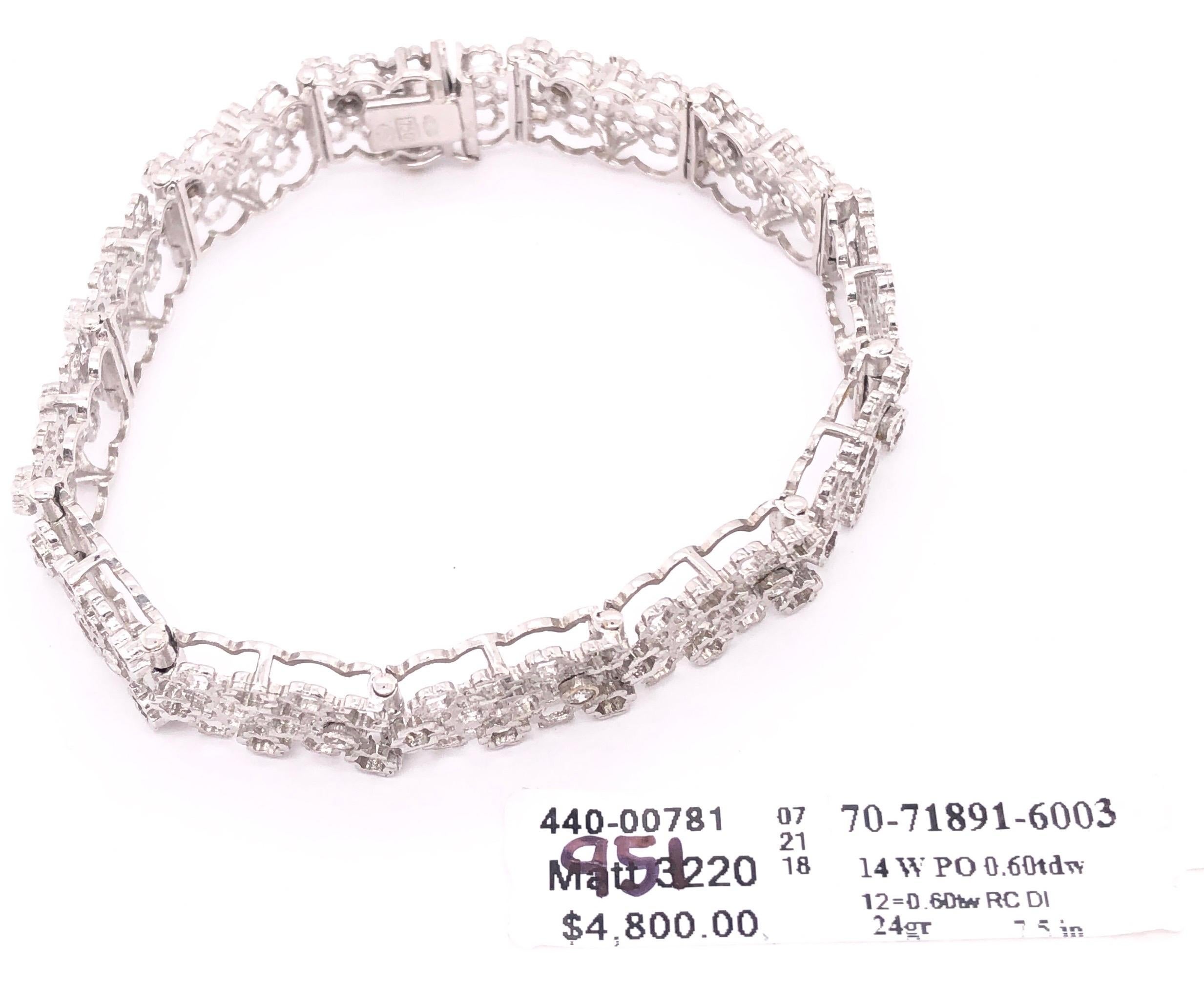 Zeitgenössisches Armband aus 14 Karat Weißgold mit runden Diamanten im Angebot 6
