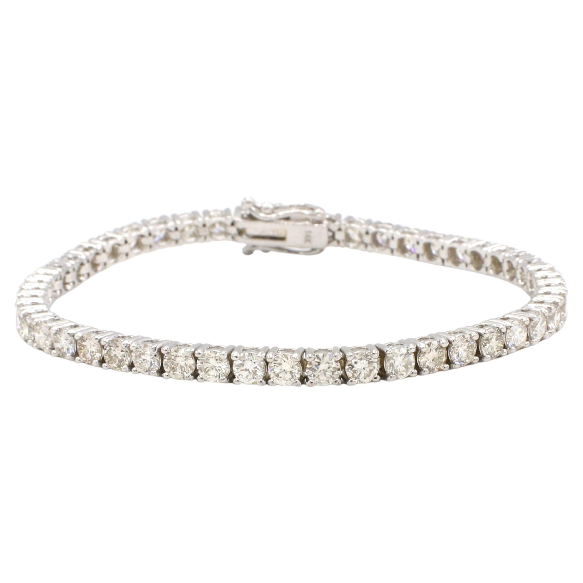 Pulsera Línea Tenis Diamante Natural Oro Blanco 14 Kilates 7,68 Quilates