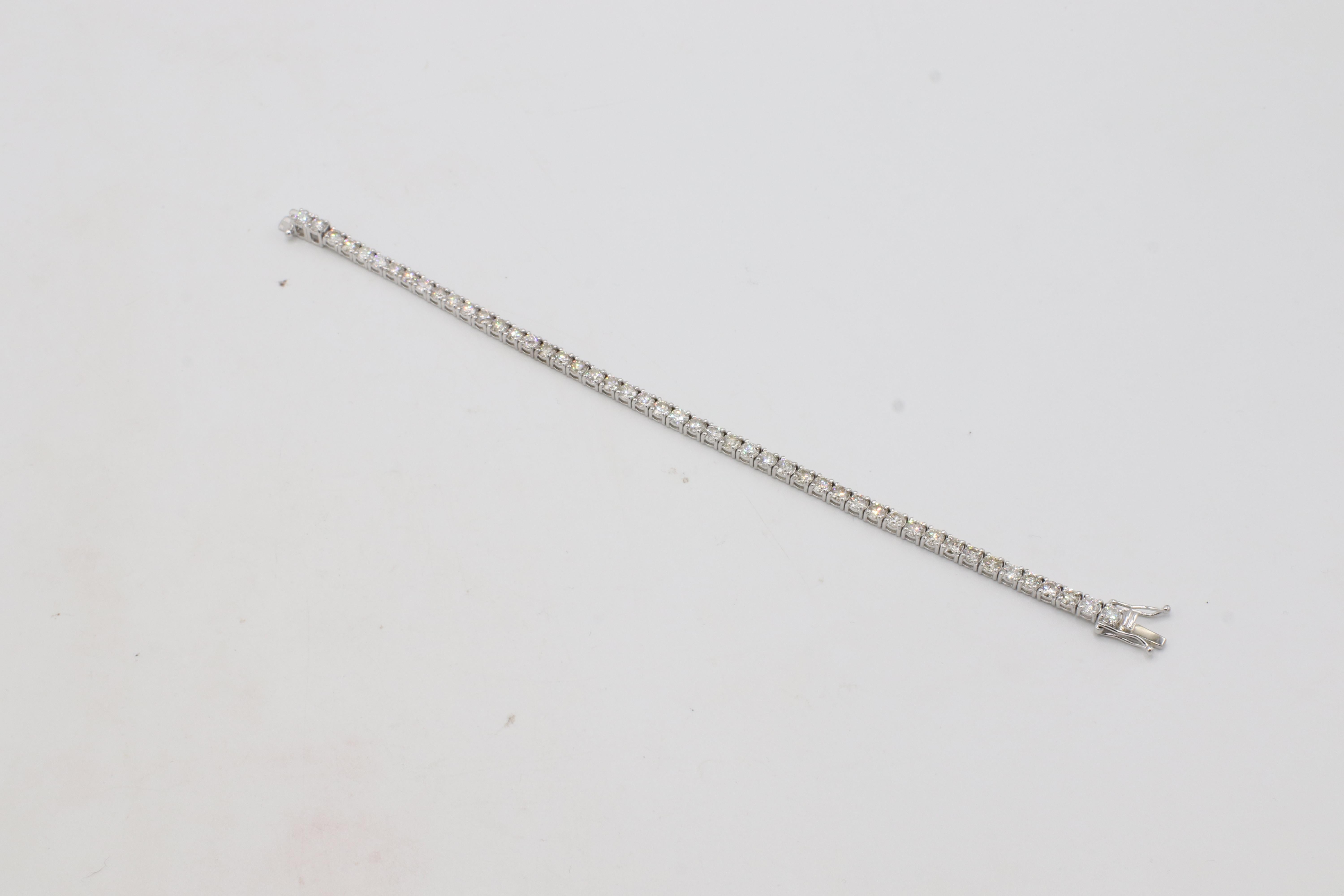 Bracciale Tennis Line in oro bianco 14 carati con diamanti naturali da 7,69 carati in vendita 2