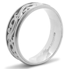 14 Karat White Gold Filigree Band