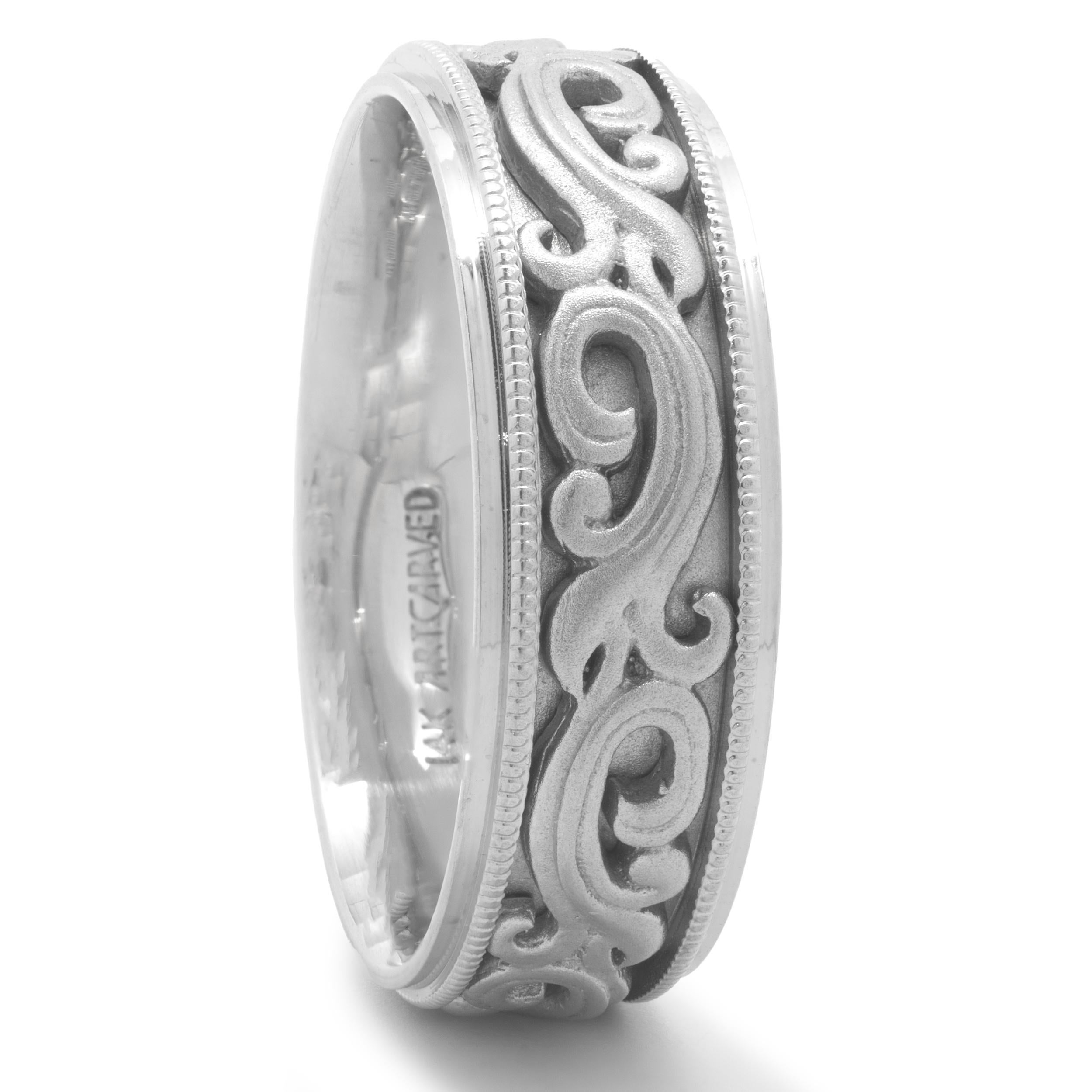 14 Karat White Gold Filigree Band In Excellent Condition For Sale In Scottsdale, AZ