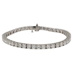 Bracelet tennis ligne en or blanc 14 carats avec diamants naturels de 8,00 carats