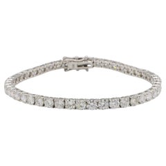 Bracelet de tennis en or blanc 14 carats 8,01 carats de diamants ronds naturels
