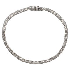 Bracelet de tennis en or blanc 14 carats 8,46 carats de diamants ronds naturels