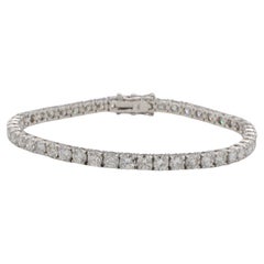 Bracelet de tennis en or blanc 14 carats 8,46 carats de diamants ronds naturels