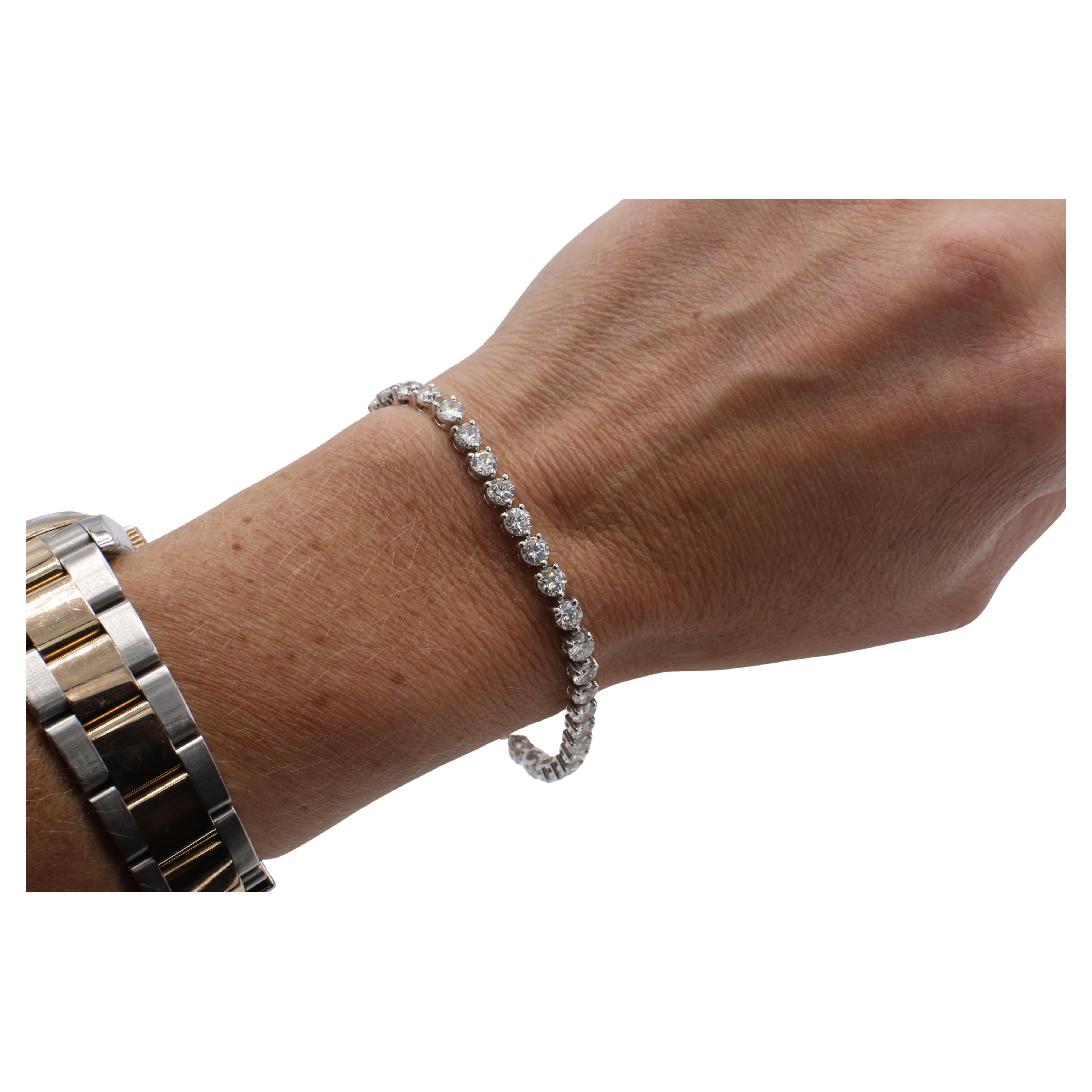 Pulsera Línea Tenis Diamante Natural Oro Blanco 14 Kilates 8,87 Quilates Moderno