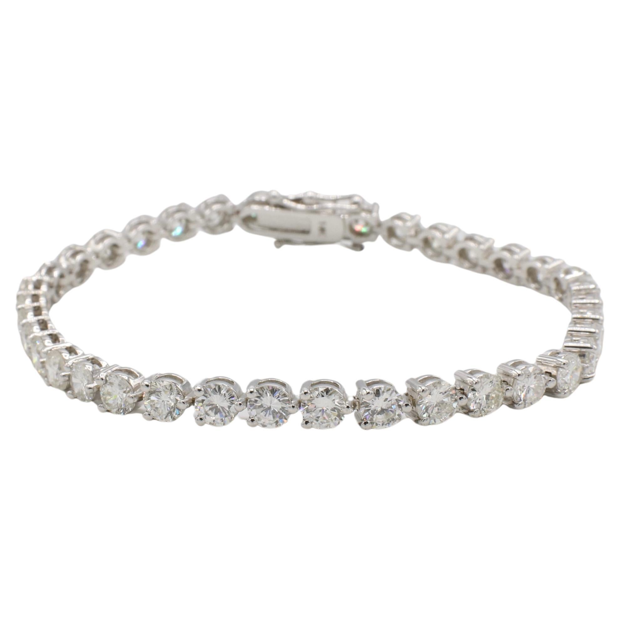 Pulsera Línea Tenis Diamante Natural Oro Blanco 14 Kilates 8,87 Quilates