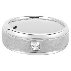 14 Karat White Gold 8mm Comfort Fit Princess Cut Diamond Wedding Band