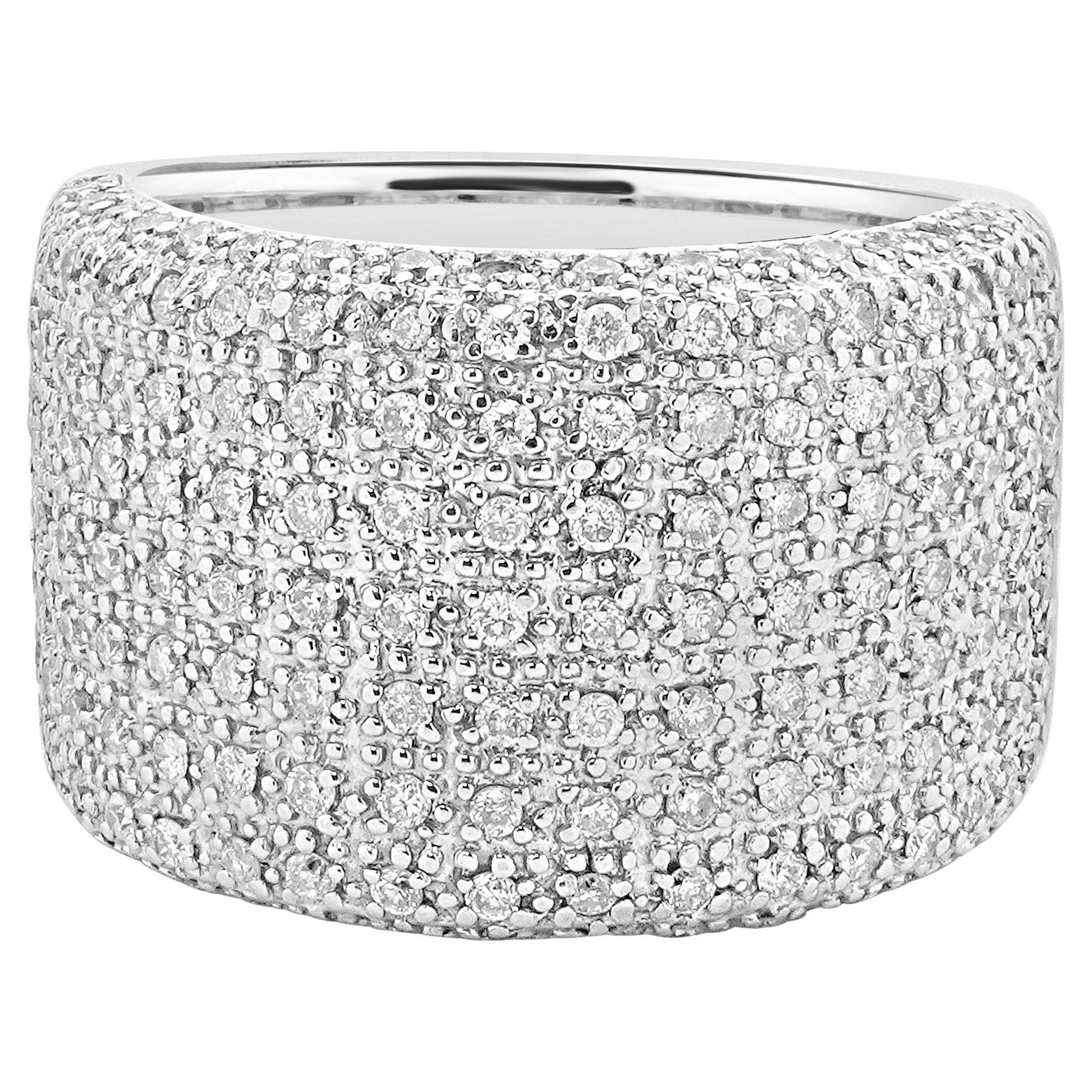 14 Karat White Gold 9 Row Pave Diamond Band