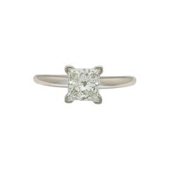 14 Karat White Gold .97 Carat Princess Cut Diamond Engagement Ring I1/I
