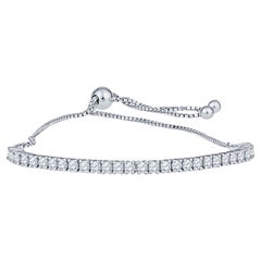 14 Karat White Gold Adjustable Diamond Bolo Bracelet