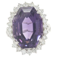 14 Karat White Gold Amethyst and Diamond Cocktail Ring