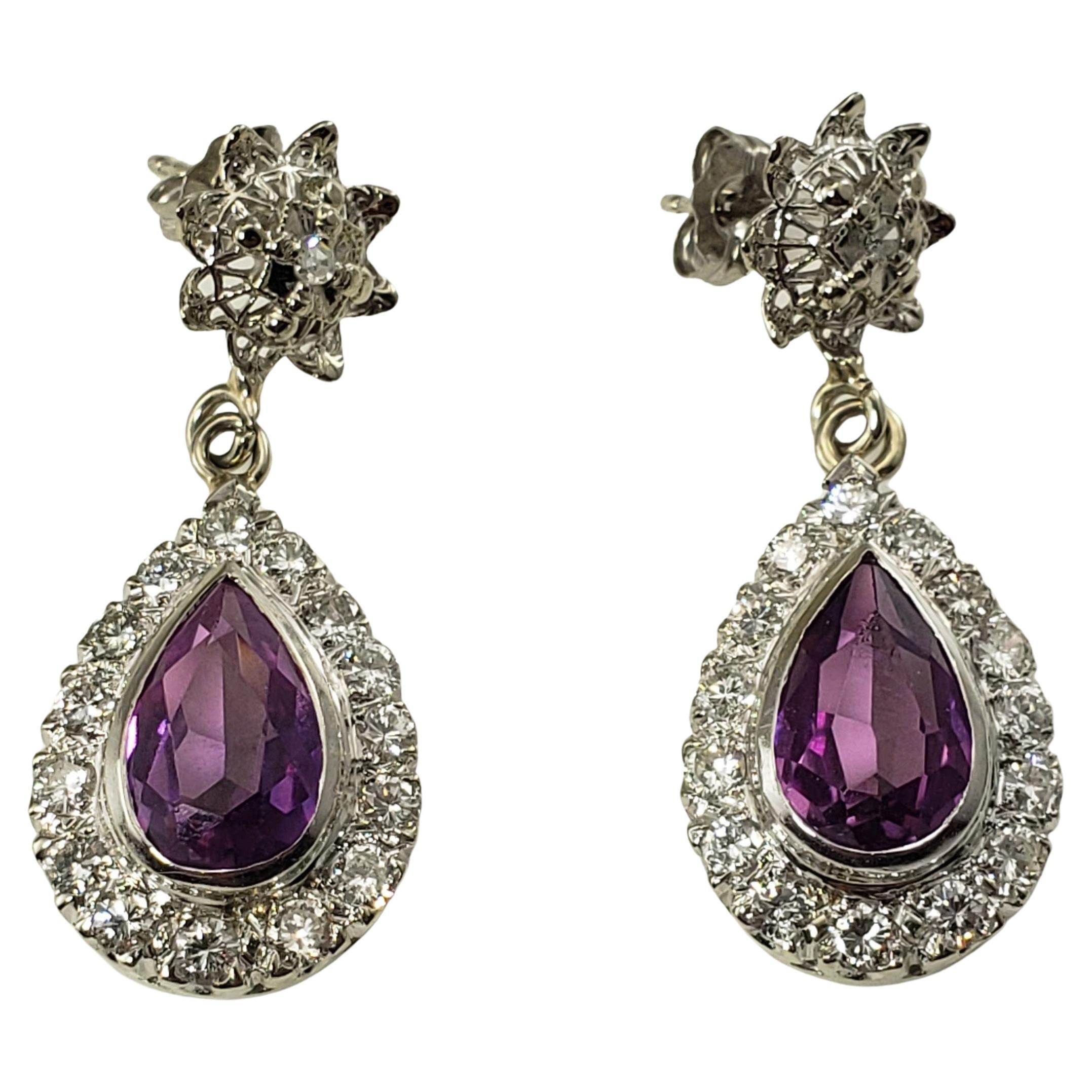 18 Karat White Gold Diamond and Amethyst Dangle Earrings For Sale at ...