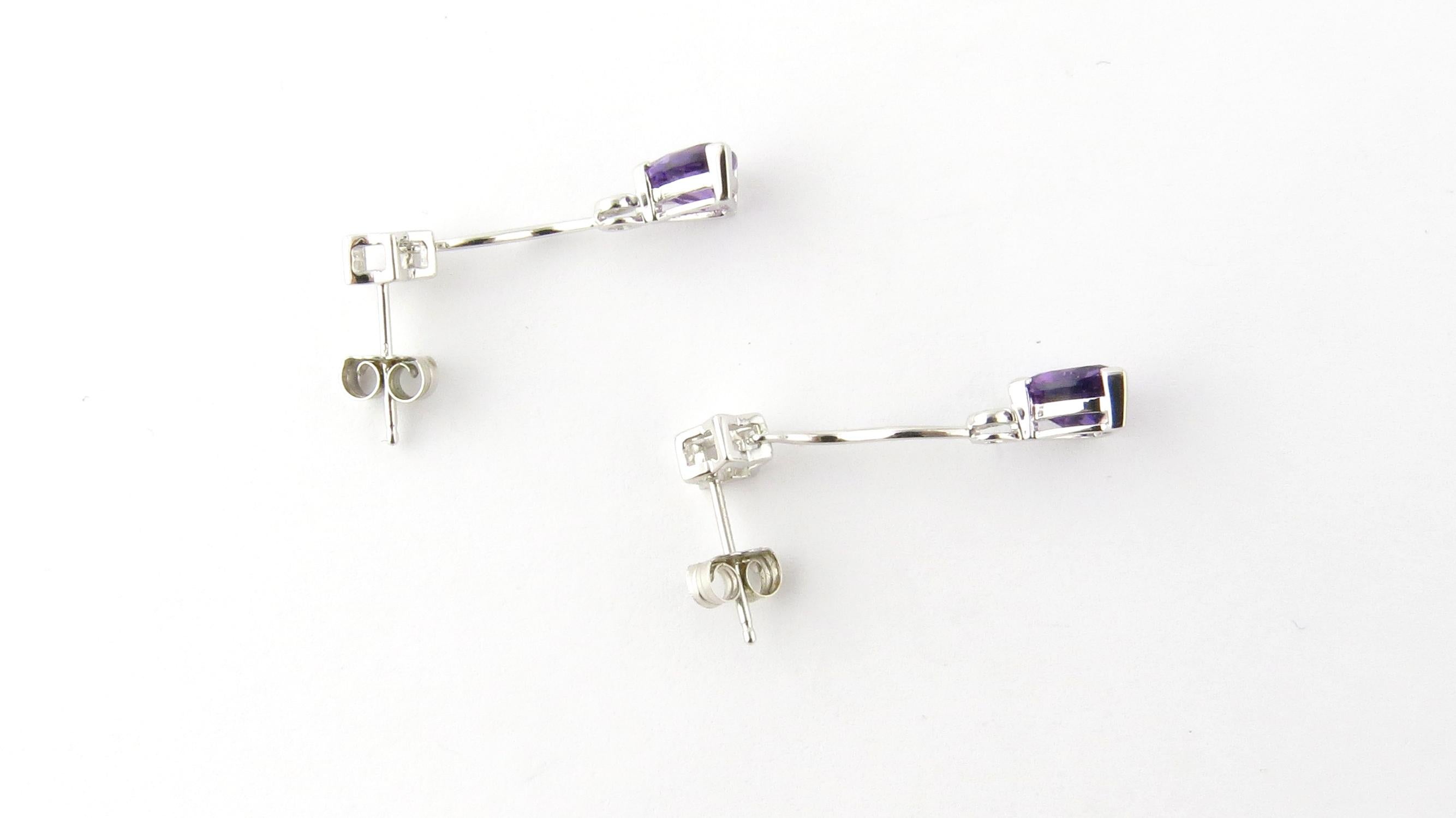 14 Karat White Gold Amethyst and Diamond Earrings In Good Condition In Washington Depot, CT