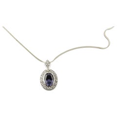 14 Karat White Gold Amethyst and Diamond Pendant Necklace