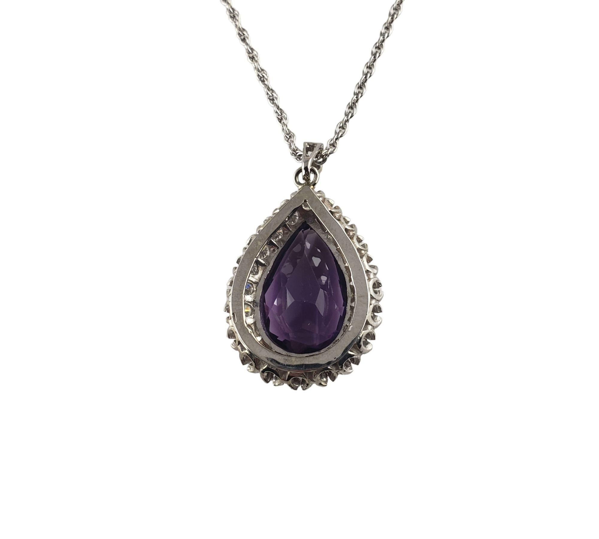 14 Karat White Gold Amethyst and Diamond Pendant Necklace #13737 For Sale 2