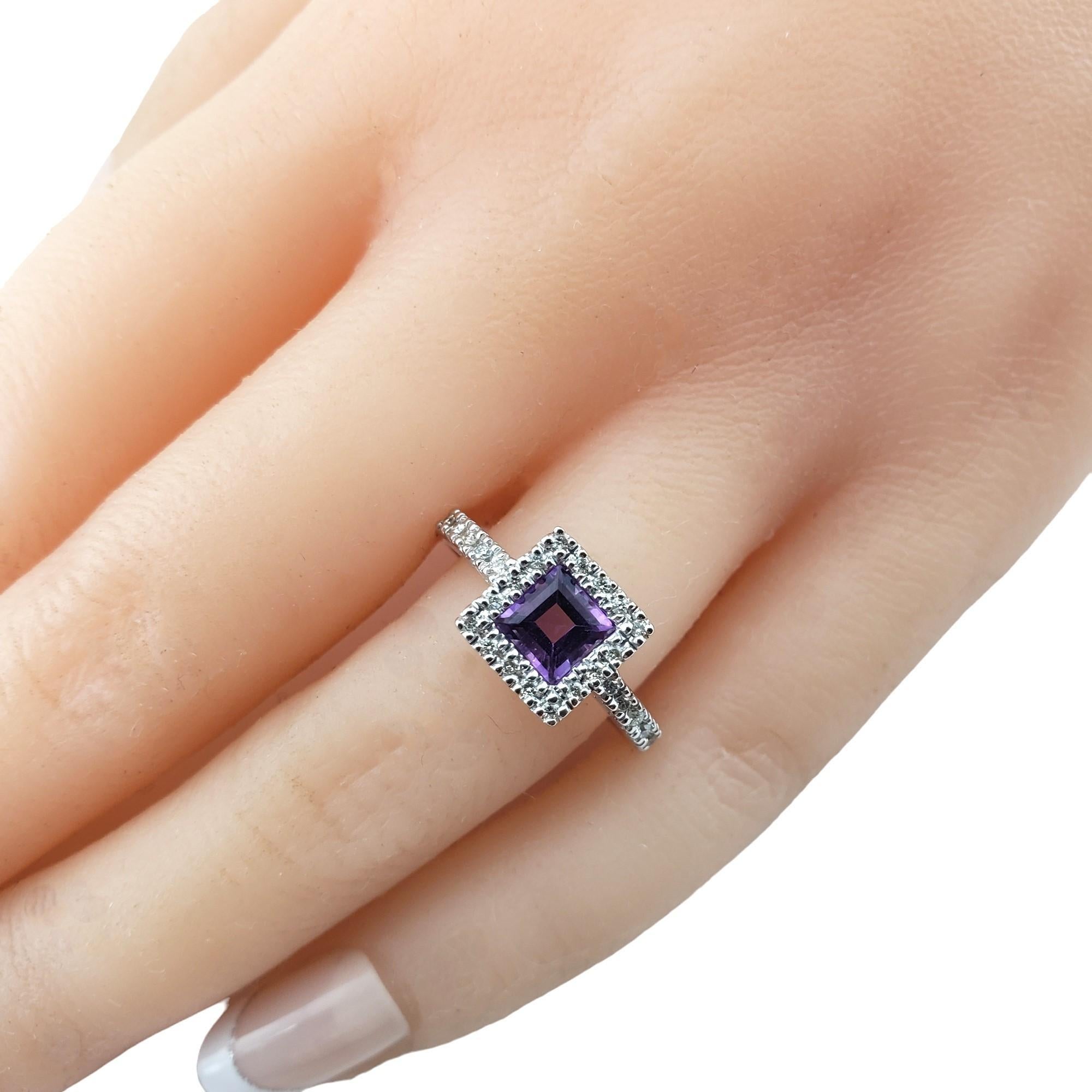 14 Karat White Gold Amethyst and Diamond Ring Size 5 #15788 For Sale 3