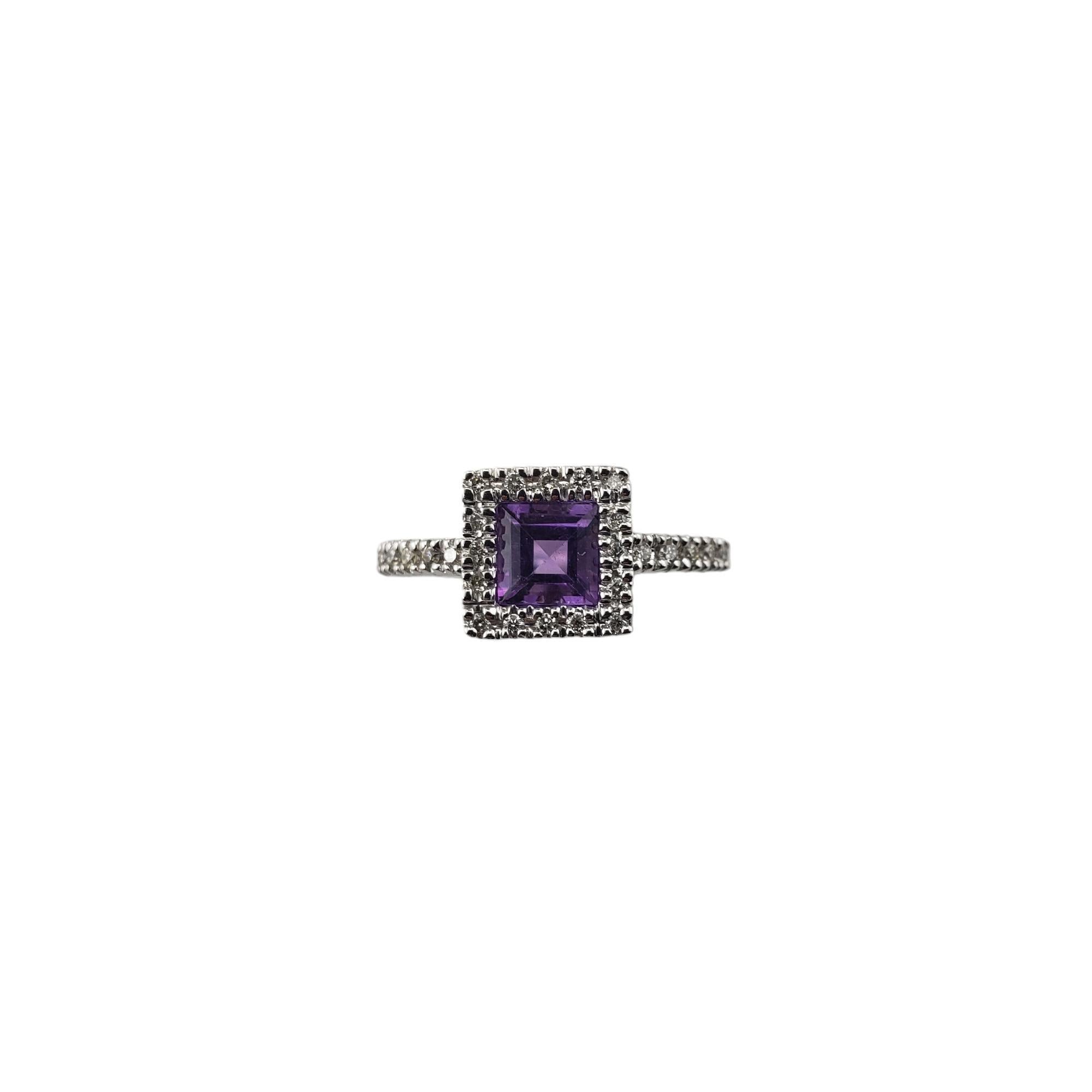 14 Karat White Gold Amethyst and Diamond Ring Size 5 #15788 For Sale