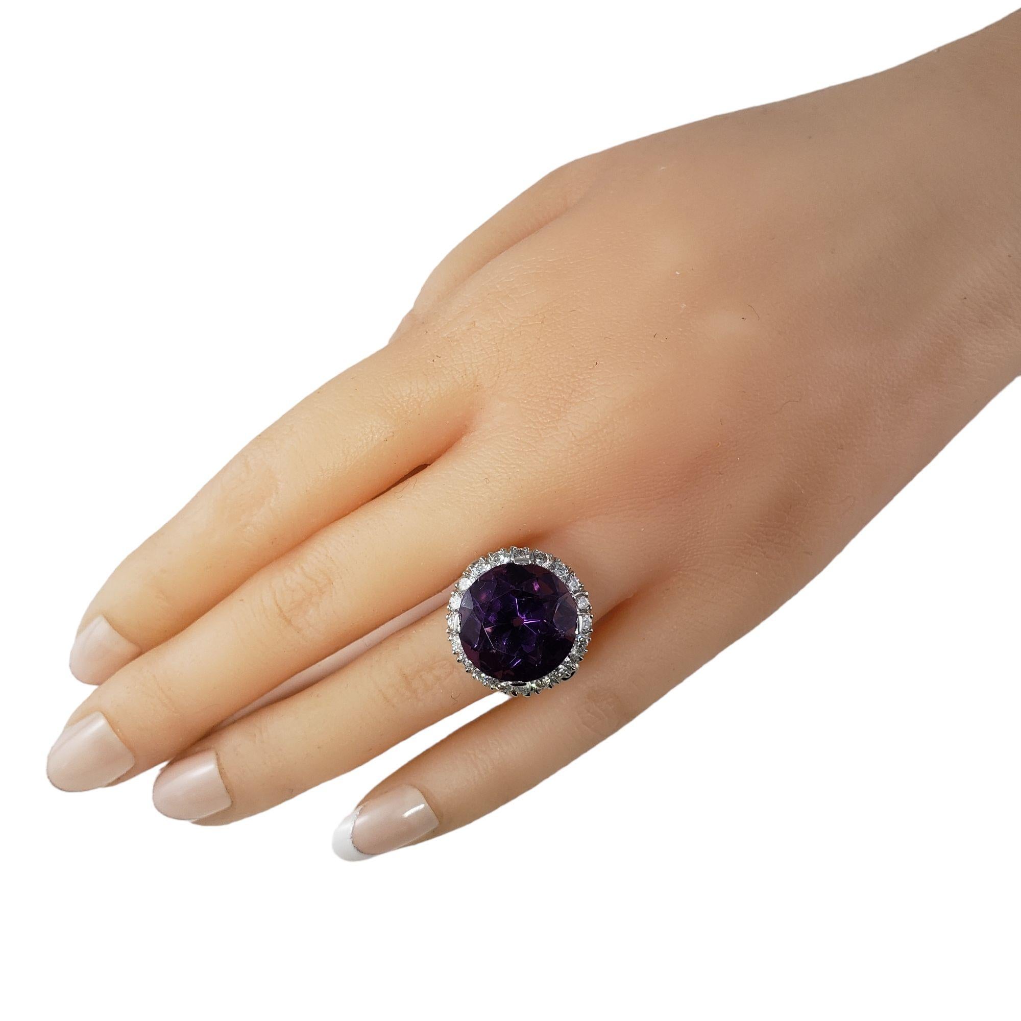 14 Karat White Gold Amethyst and Diamond Ring #13904 For Sale 5