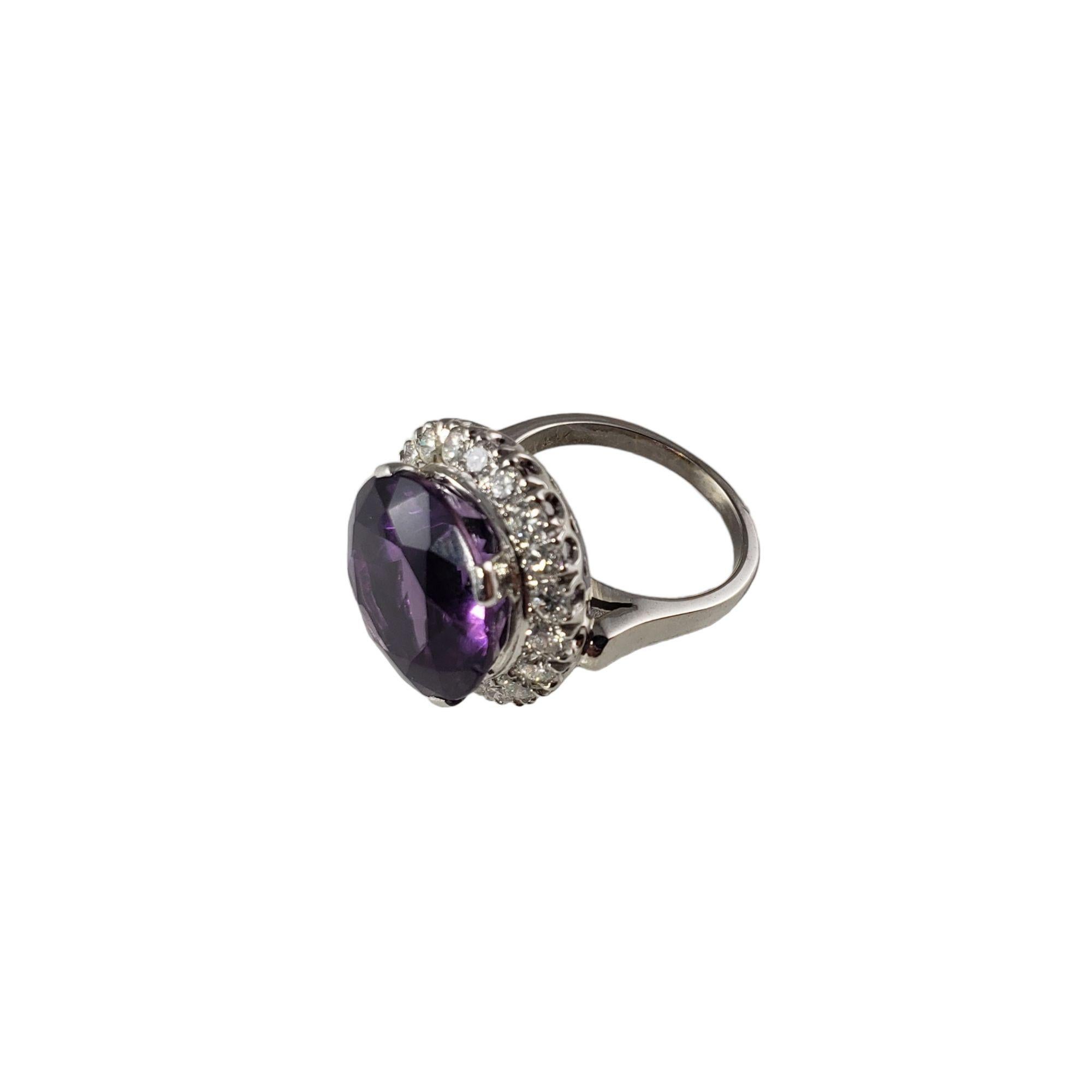 14 Karat White Gold Amethyst and Diamond Ring #13904 In Good Condition For Sale In Washington Depot, CT