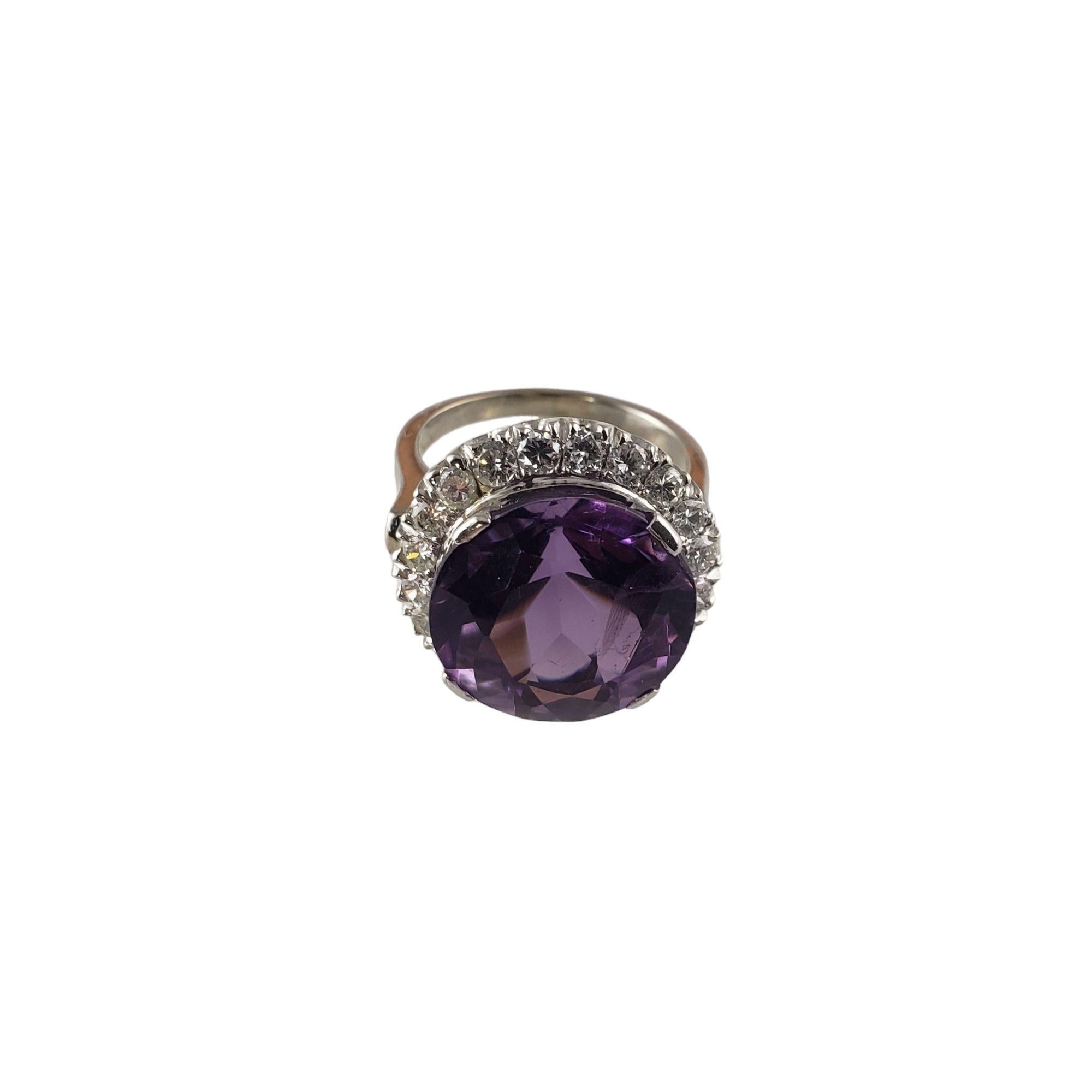 14 Karat White Gold Amethyst and Diamond Ring #13904 For Sale 1