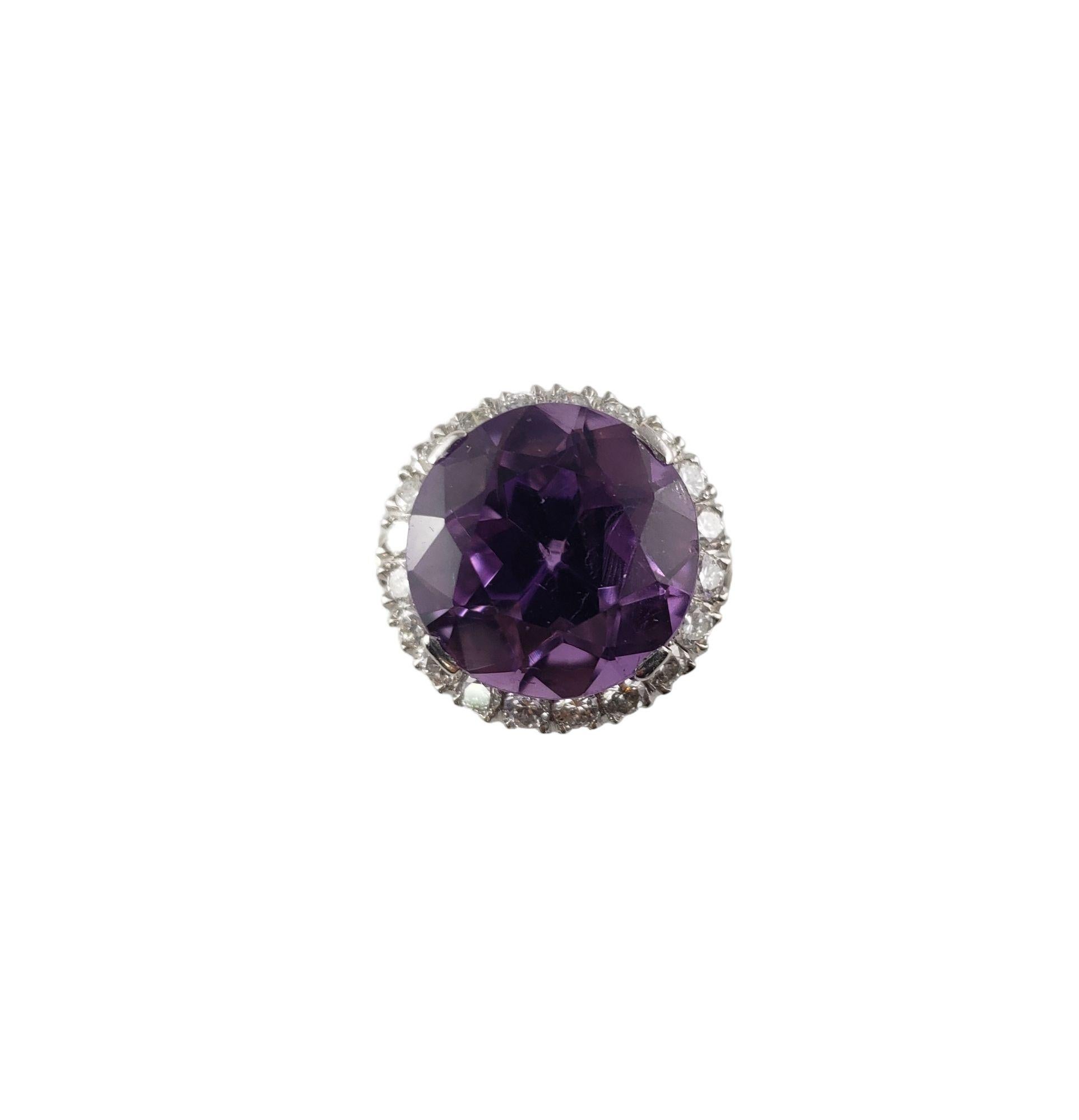 14 Karat White Gold Amethyst and Diamond Ring #13904 For Sale 2