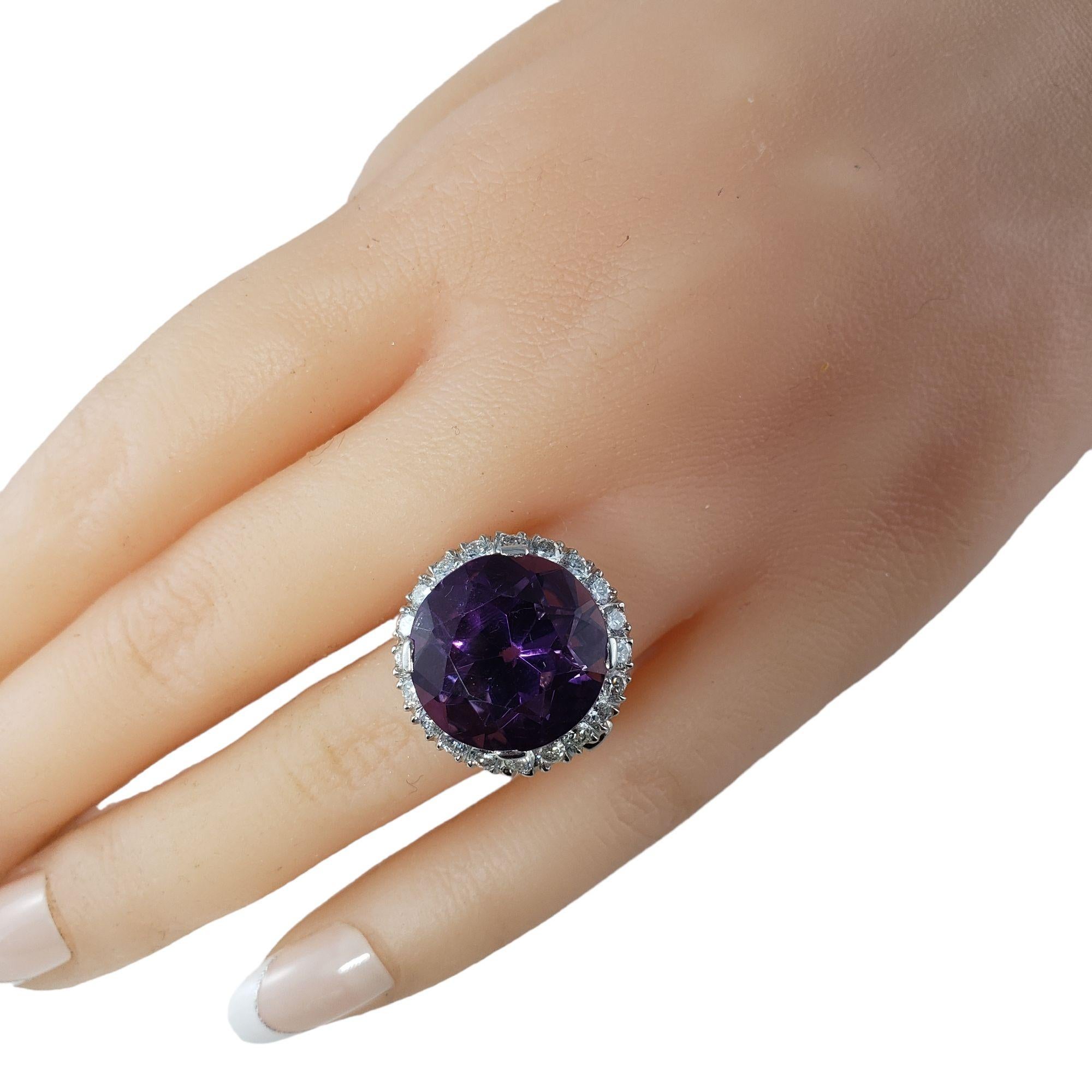 14 Karat White Gold Amethyst and Diamond Ring #13904 For Sale 4