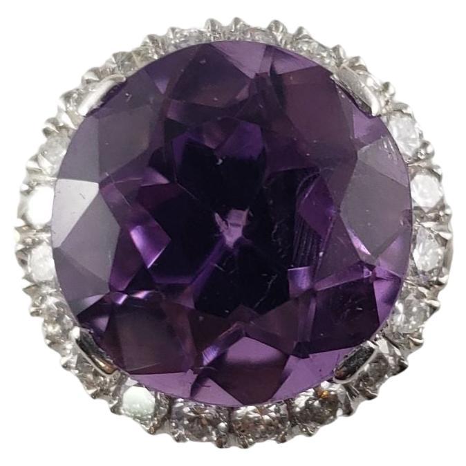 14 Karat White Gold Amethyst and Diamond Ring #13904 For Sale