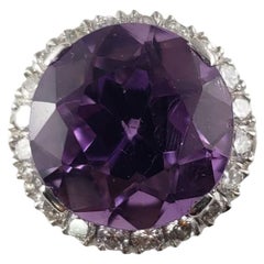 14 Karat White Gold Amethyst and Diamond Ring #13904