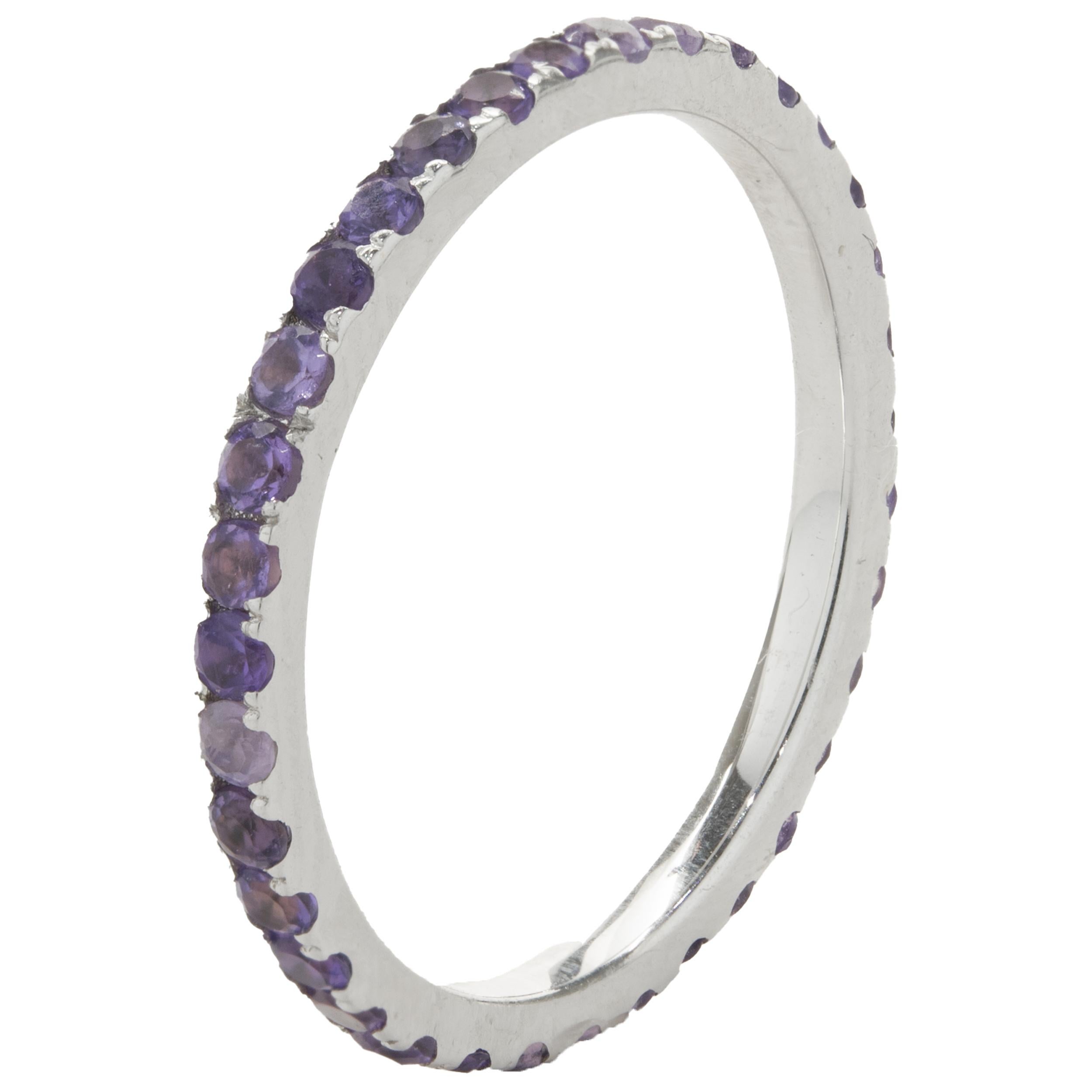 14 Karat White Gold Amethyst Eternity Band In Excellent Condition For Sale In Scottsdale, AZ