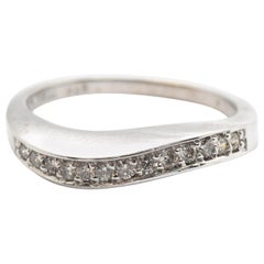 14 Karat White Gold and 0.24 Carat Diamond Wave Band Ring