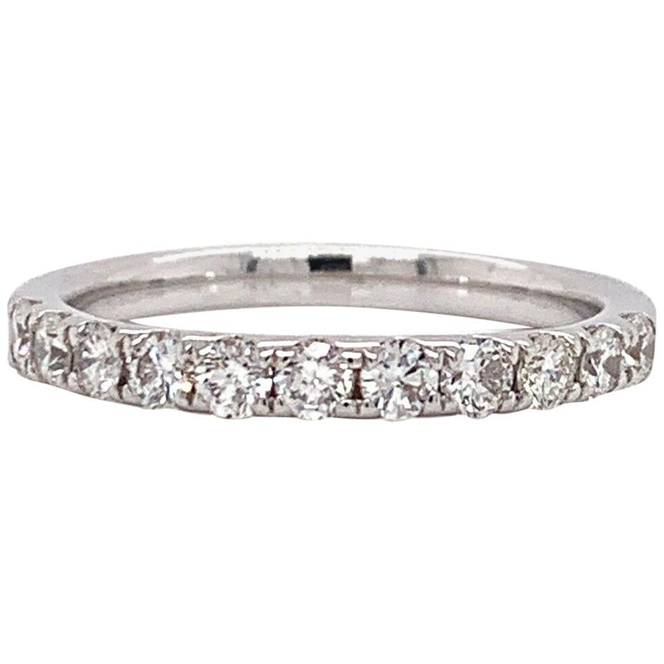 14 Karat White Gold and 0.61 Carat Diamond Wedding Band Ring