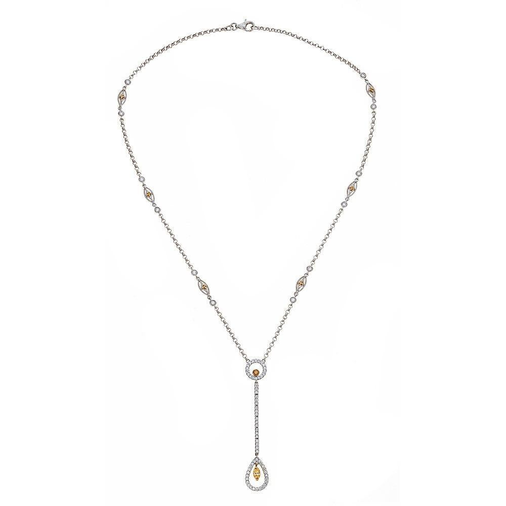 Contemporary 14 Karat White Gold and 1.1 Carat Diamond Necklace