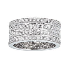 1.85 TCW Interlinked Diamond Engagement Wedding Band Ring in 14 karat White Gold