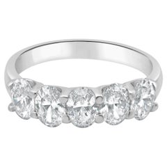 14 Karat White Gold and 5-Stone Oval Cut Diamond Band