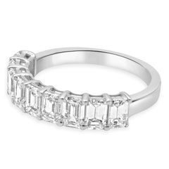 14 Karat White Gold and 9-Stone Emerald Cut Diamond Band