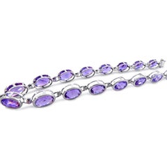 14 Karat White Gold and Amethyst Ladies Bracelet