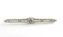 14 Karat White Gold and Aquamarine Brooch or Pin