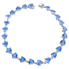 14 Karat White Gold and Blue Topaz Ladies Bracelet