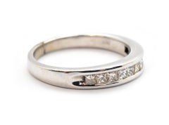 14 Karat Weißgold und kanalisierter Prinzessinnen-Diamant-Ring 0,50 Karat