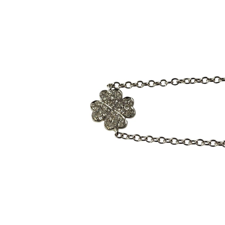 14 Karat White Gold and Diamond 4 Leaf Clover Bracelet For Sale at 1stDibs